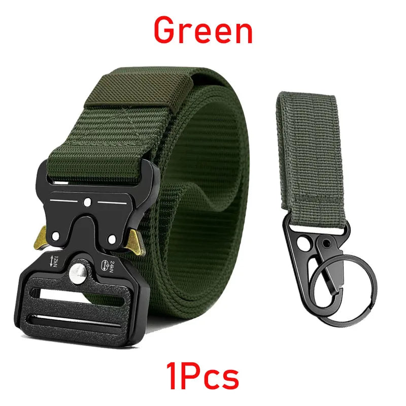 Versatile Men's Tactical Belts Outdoor Hunting Tactics Belt Red Ear Training 1100D Nylon Braided Casual Canvas Buckle Belt Men