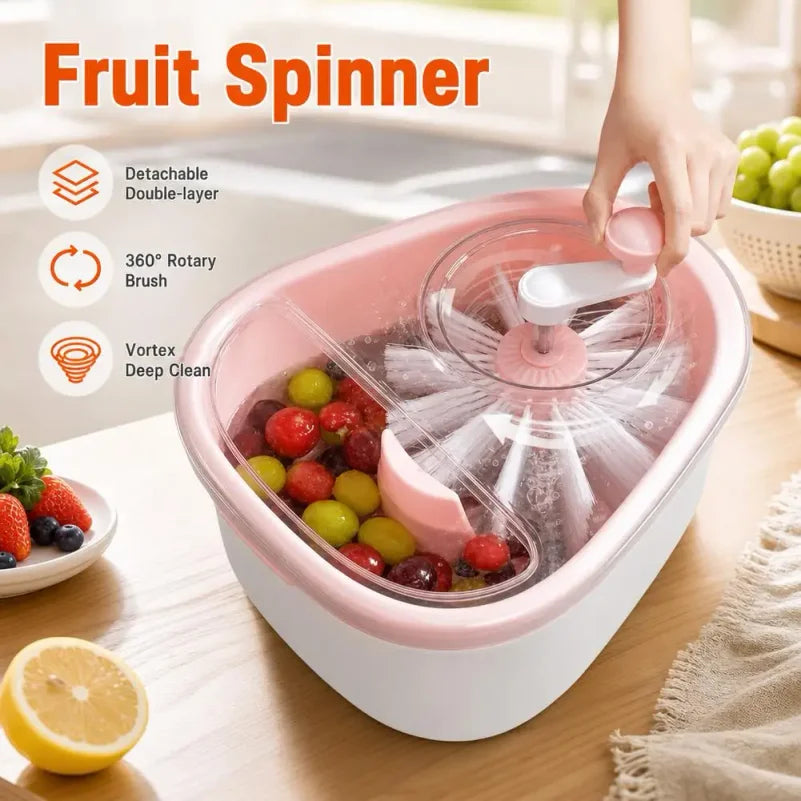 Fruit Cleaner Spinner Large Vegetable Scrubber Manual Salad Drainer Colander Basket Rapid Dry Berry Grape Washer Bowl Kitchen