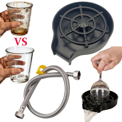 Automatic Glass Washer, High-Pressure Cleaning Machine, Car Glass Cup Cleaner, Kitchen Sink Accessories, Bar Beer Glass and Milk Tea Cup Cleaner, Capable of Cleaning Mugs, Glass Cups, Stemware, Thermos Cups, Cocktail Glasses,
