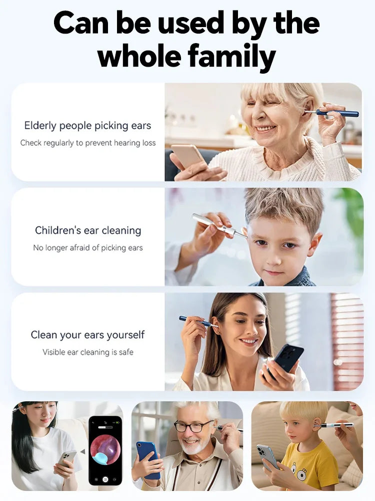 Generation-2, Visual Ear Wax Cleaner Camera Safe Earwax Removal Endoscope Ear Cleaning Tools Ear Care, Black, White Styles, Hot