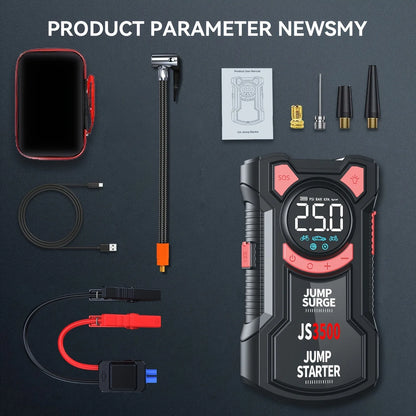 5-in-1 Jump Starter with Air Pump 3000A Peak Starter Box 150PSI Battery Pack with Digital Tire Inflator Car Battery Jump Starter
