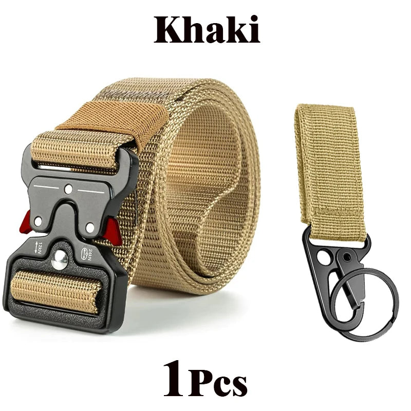 Versatile Men's Tactical Belts Outdoor Hunting Tactics Belt Red Ear Training 1100D Nylon Braided Casual Canvas Buckle Belt Men