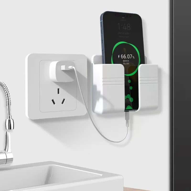 Punch-Free Wall Mount Storage Holder, Mobile Phone & Remote Control Organizer, Multifunctional Wall Rack for Home Bathroom