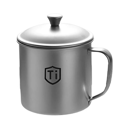 1pc Titanium Cup Titanium Water Mugs Camping Cups Ultralight Travel Mug With Folding Handle Titanium Lid Drinkware Outdoor Use