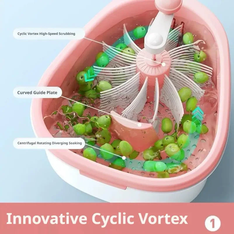 Fruit Cleaner Spinner Large Vegetable Scrubber Manual Salad Drainer Colander Basket Rapid Dry Berry Grape Washer Bowl Kitchen
