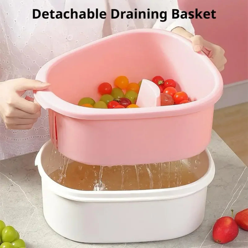 Fruit Cleaner Spinner Large Vegetable Scrubber Manual Salad Drainer Colander Basket Rapid Dry Berry Grape Washer Bowl Kitchen