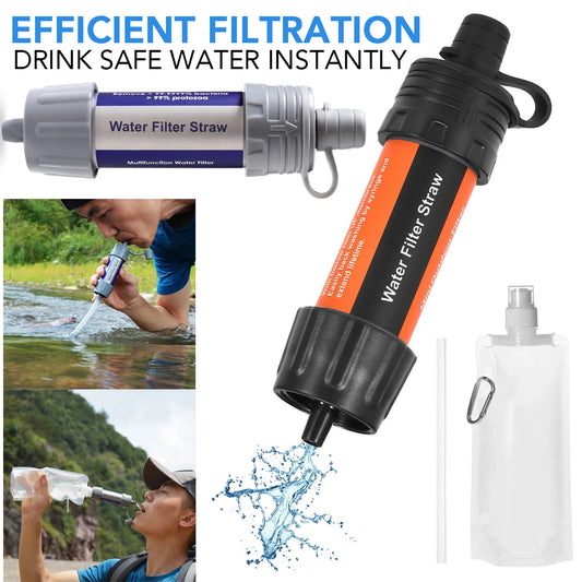 Outdoor Water Filter Drinking Straw Emergency Water Purifier Sucker Water Filtration System Travel Camping Hiking Survival Tools