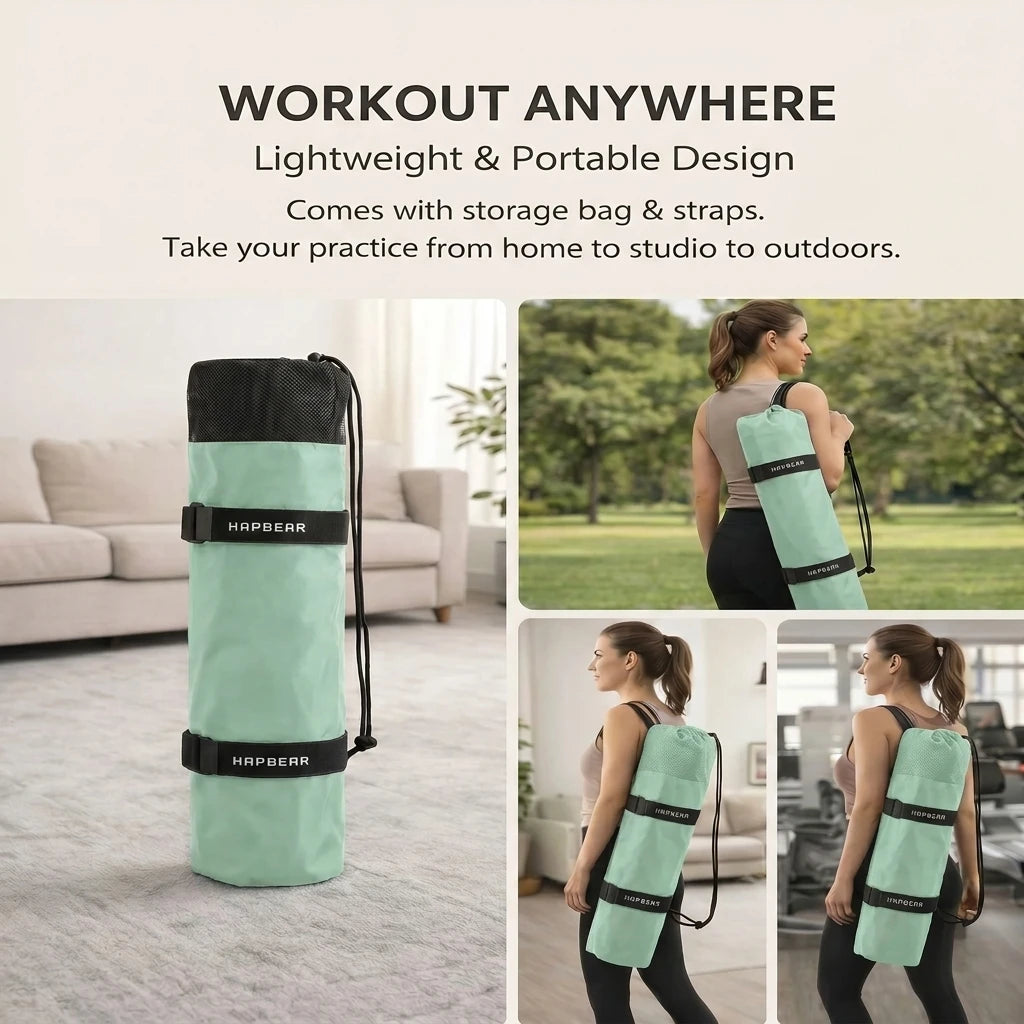 HAPBEAR Extra Large Yoga Mat,116×183cm 6mm Thick TPE Mat,Double-Sided Non-Slip Extra Wide Fitness Mat,Portable Exercise Mat with Storage Bag & Straps for Yoga Pilates Home Gym Full-Body Workouts