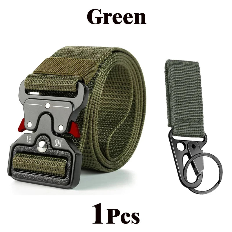 Versatile Men's Tactical Belts Outdoor Hunting Tactics Belt Red Ear Training 1100D Nylon Braided Casual Canvas Buckle Belt Men