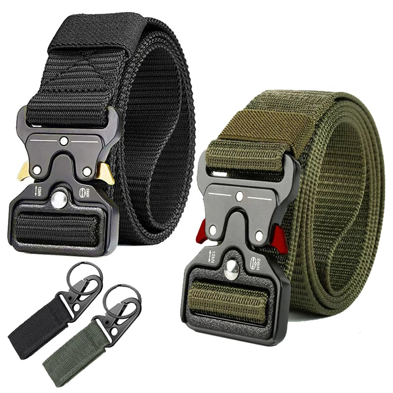 Versatile Men's Tactical Belts Outdoor Hunting Tactics Belt Red Ear Training 1100D Nylon Braided Casual Canvas Buckle Belt Men