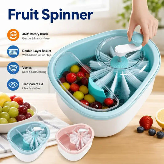 Fruit Cleaner Spinner Large Vegetable Scrubber Manual Salad Drainer Colander Basket Rapid Dry Berry Grape Washer Bowl Kitchen