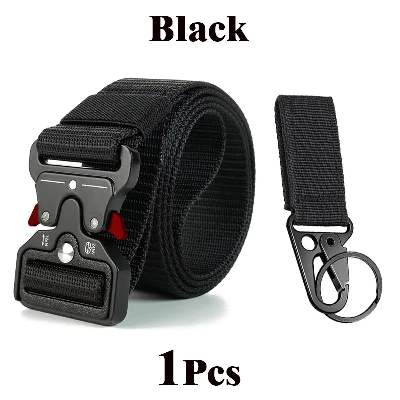 Versatile Men's Tactical Belts Outdoor Hunting Tactics Belt Red Ear Training 1100D Nylon Braided Casual Canvas Buckle Belt Men