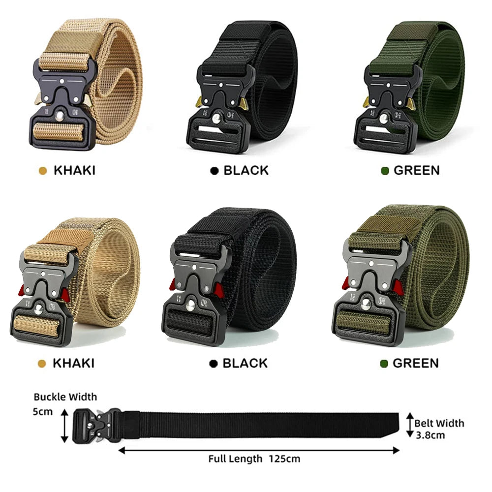 Versatile Men's Tactical Belts Outdoor Hunting Tactics Belt Red Ear Training 1100D Nylon Braided Casual Canvas Buckle Belt Men